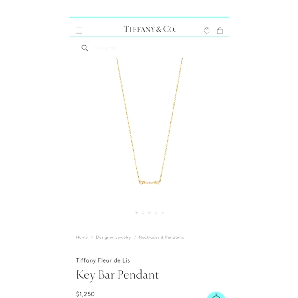 Tiffany & Co Fleur De Lis Keybar Pendant Necklace 18k Yellow Gold 16 inches - Picture 8 of 9